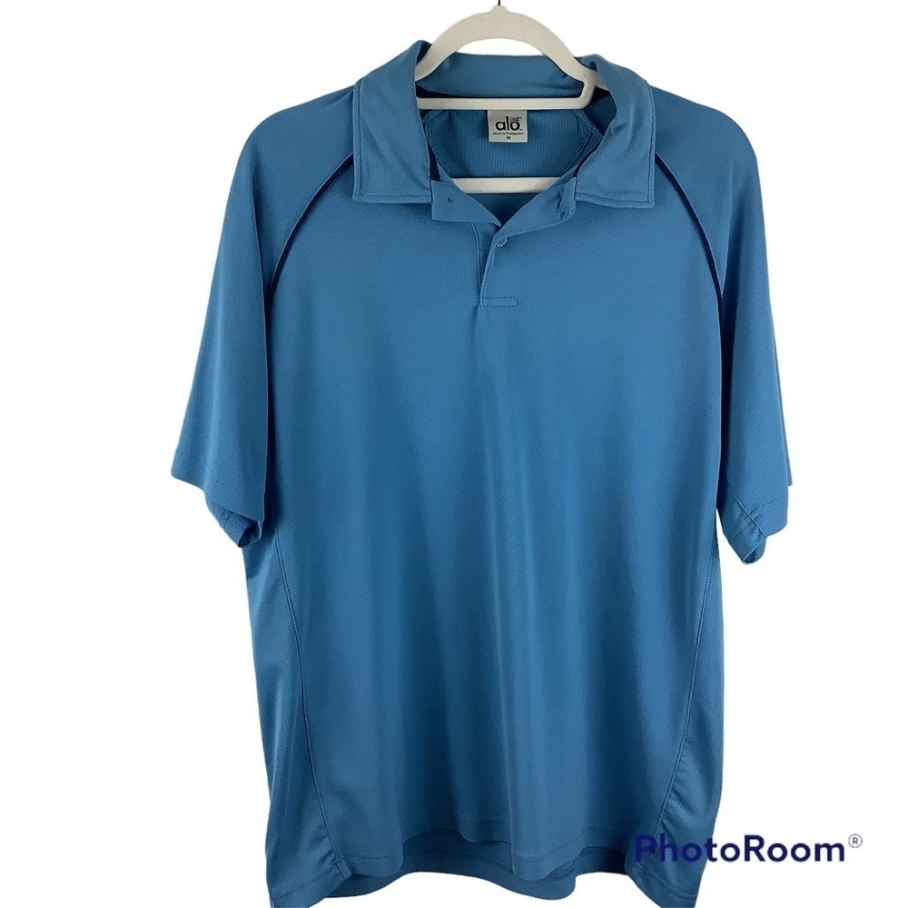Alo Coolfit Light Blue Polo Shirt Size Medium